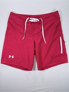 Under Armour HeatGear Shore Break Board Shorts Red 34 EUC